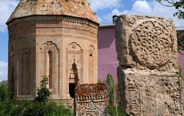 Halime Hatun Vault is a Seljuk mausoleum located in the Gevas district of Turkey. It is located to the east of the Seljuk Cemetery in the district. It was built in 1335 by the Saltuklu chief Meliki Izzettin Saltuk for his daughter Halime Hatun.