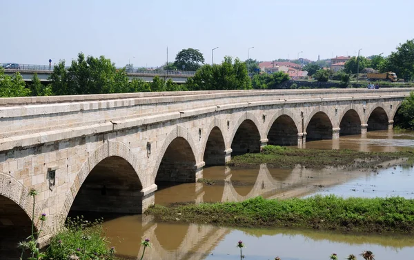 Ponte Histórica Gazi Mihal Bey Edirne Turquia — Fotografia de Stock