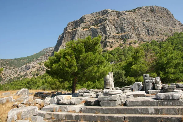 普里内古城 Ancient City Priene 是一座位于土耳其艾顿的古城 — 图库照片