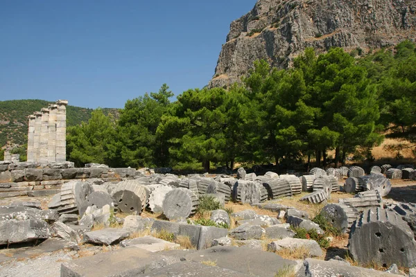 普里内古城 Ancient City Priene 是一座位于土耳其艾顿的古城 — 图库照片