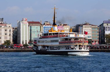 İstanbul, Türkiye 'den bir gemi manzarası.