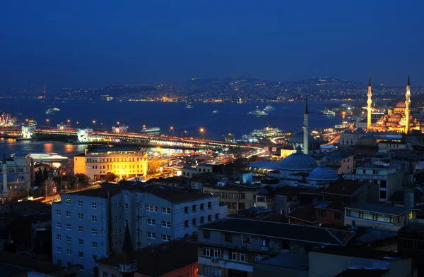 Fogos Artifício Vista Noturna Istambul Turquia — Fotografia de Stock