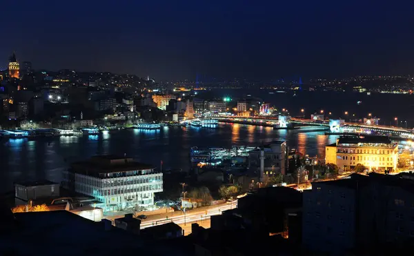 Fuegos Artificiales Vista Nocturna Desde Estambul Turquía — Foto de Stock