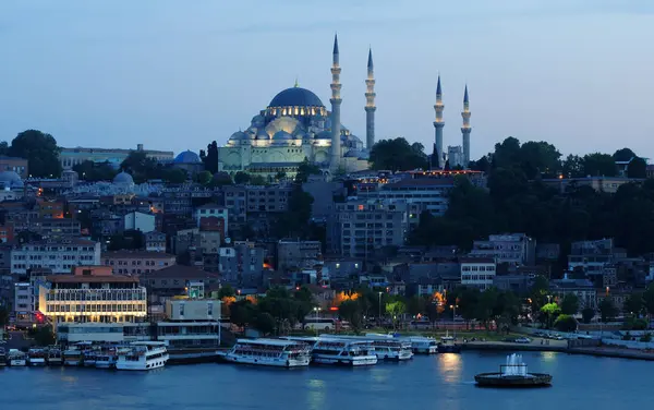 Fuochi Artificio Vista Notturna Istanbul Turchia — Foto Stock