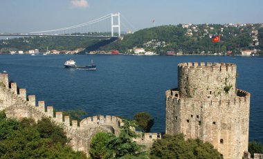 Türkiye 'nin İstanbul kentindeki Rumeli Kalesinden manzara