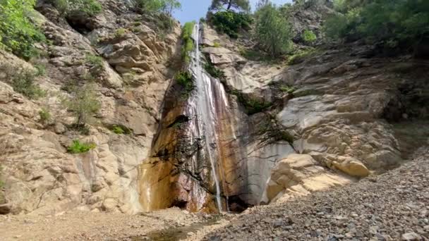 Localizado Distrito Gokceada Canakkale Cachoeira Marmaros Maior Única Cachoeira Turística — Vídeo de Stock