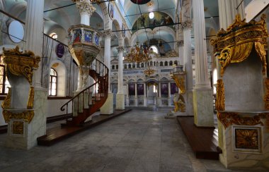 Ayvalik, Turkey. August 11, 2019. A view from the Historical Taksiyarhis Church in Ayvalik, Balikesir, Turkey clipart