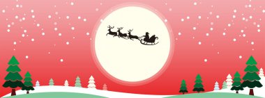 Mutlu Noeller arkaplanı, basit vektör tasarımı, Noel Baba, Noel ağacı, kardan adam ve çanlar, afiş ve diğer amaçlar için.