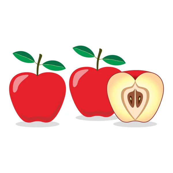 Μήλο Φρούτα Φύλλα Ένα Απλό Σχέδιο Απεικόνισης — Διανυσματικό Αρχείο