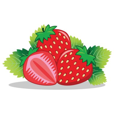 Yapraklı çilek, basit bir çizim tasarımı.