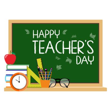 Mutlu bir öğretmenler günü, öğretmenler günü sembolü, basit bir vektör tasarımı.