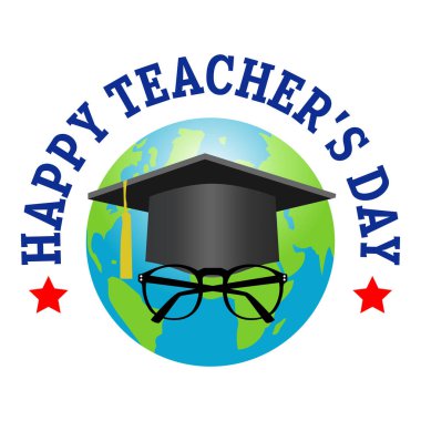 Mutlu bir öğretmenler günü, öğretmenler günü sembolü, basit bir vektör tasarımı.