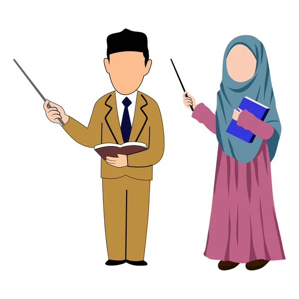 Muslimsk Lärare Glad Världslärardag Enkel Illustration Vektor Design — Stock vektor