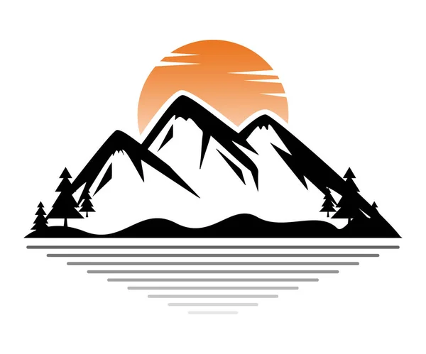Illustration Logo Aventure Montagne Design Plat Simple — Image vectorielle