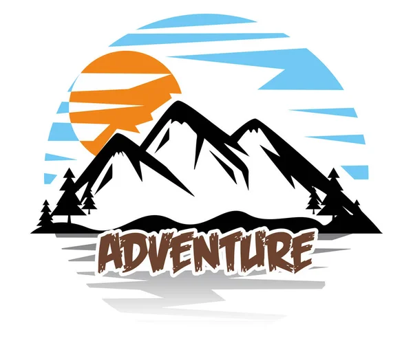 Montanha Aventura Logotipo Ilustração Design Plano Simples — Vetor de Stock