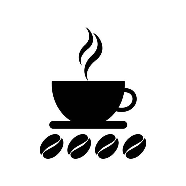 Kahve şirketi logosu, kahve ve kahve çekirdeği ikonu, basit bir düz tasarım.