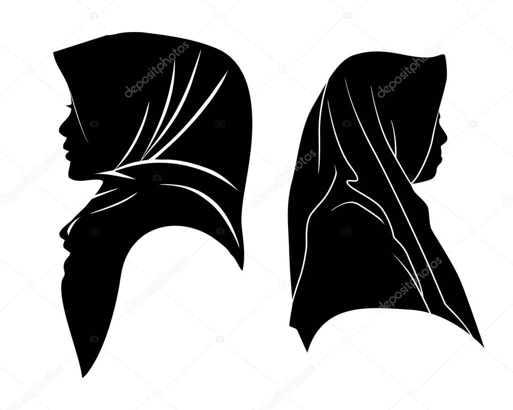 Hijab illustration silhouette, a simple flat design