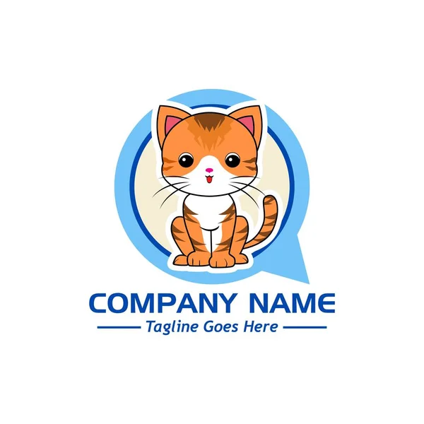 Şirin kedi logosu, örnek şirket logosu, basit bir vektör tasarımı.