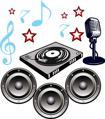 Bir müzik ekipmanı seti, basit bir vektör tasarımı.