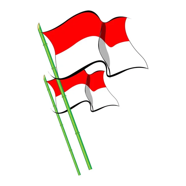 Индонезийский Флаг Иллюстрация День Независимости Индонезии Простой Плоский Дизайн — стоковый вектор