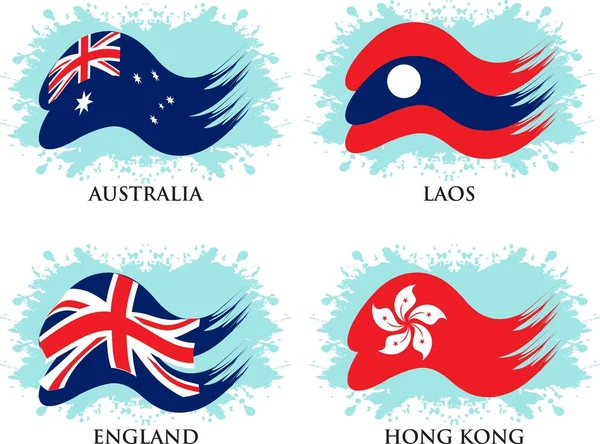 Country Flag Symbol Australia Laos England Hong Kong Simple Vector — Stock Vector