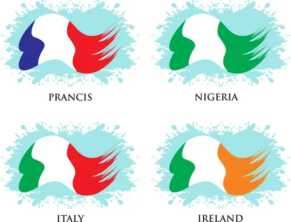 Land Flagga Symbol Francis Nigeria Italien Och Irland Enkel Vektor — Stock vektor
