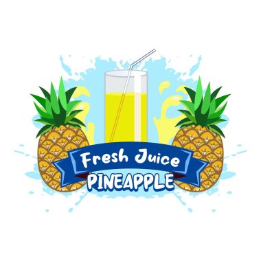 Taze ananas suyu çizimi, basit bir vektör tasarımı.