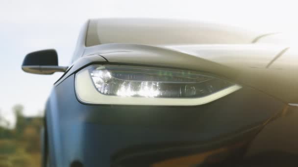 Samochód Przodu Full Led Matrice Light Nowoczesne Adaptacyjne Światło Migające — Wideo stockowe