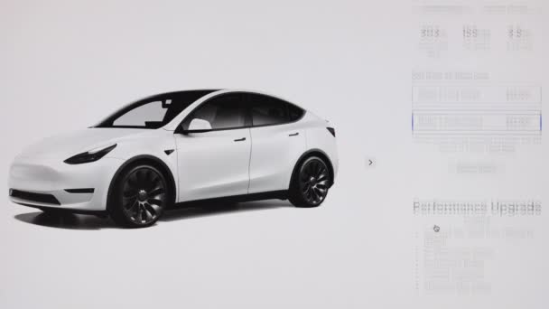 California Сша November 2022 Laptop Screen Website Shopping Tesla Car — стокове відео