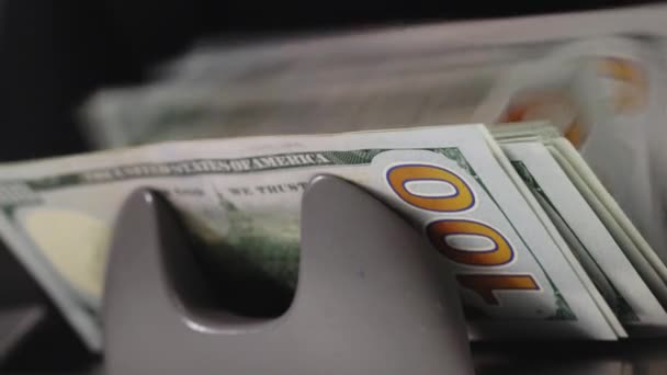 Bank Automatic Equipment Calculation Paper Money Unrecognizable Business Man Hand — 비디오