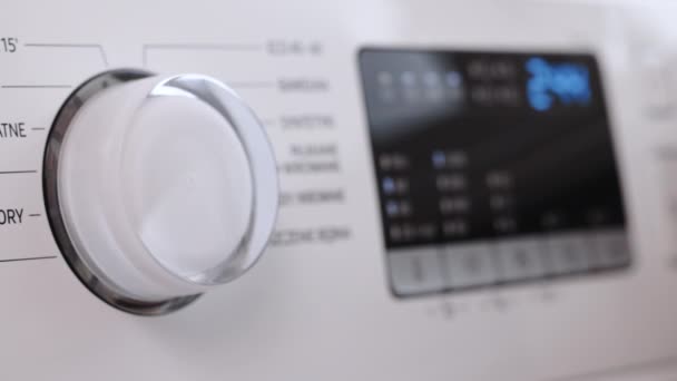 Finger Press Switch Make Washing Machine Work Home Appliances Laundry — Wideo stockowe
