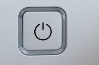 Close-up button switch on the washing machine. On-Off the washing machine. Washing machine control panel. Isolated