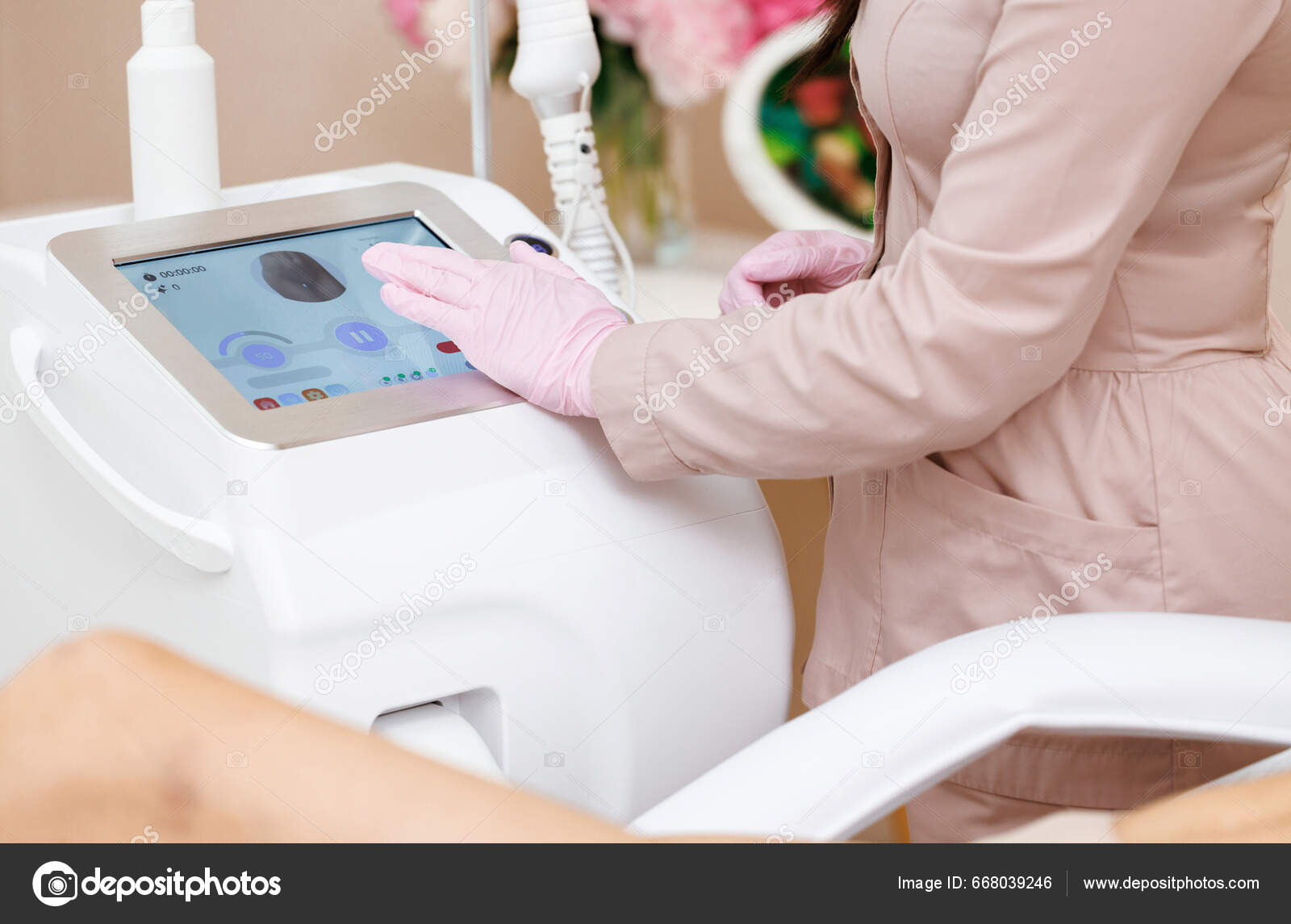 Esthetician Preparing Equipment Epilation Procedure Hands