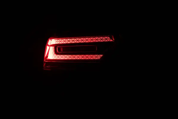 Car Back Lights Shining Close Detail One Led Red Taillight — Stock Photo, Image