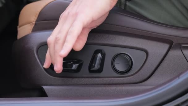 Elektrische Stoelverstelling Van Auto Knoppen Voor Het Verstellen Van Zitpositie — Stockvideo