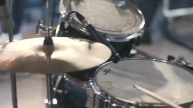 Drummer Hand Silhouette With Drumstick. Sahnede Rock Grubu Sahnesi