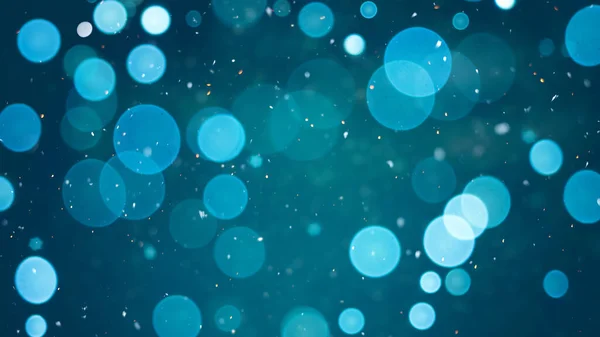 Blauw Groene Teal Kleur Bokeh Lichten Met Sneeuw Textuur Kerst — Stockfoto