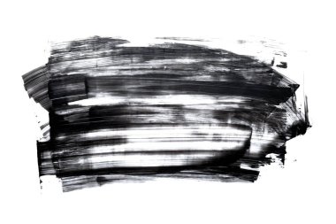 Beyaz üzerine siyah grunge boya fırça darbesi soyut arkaplan dokusu.