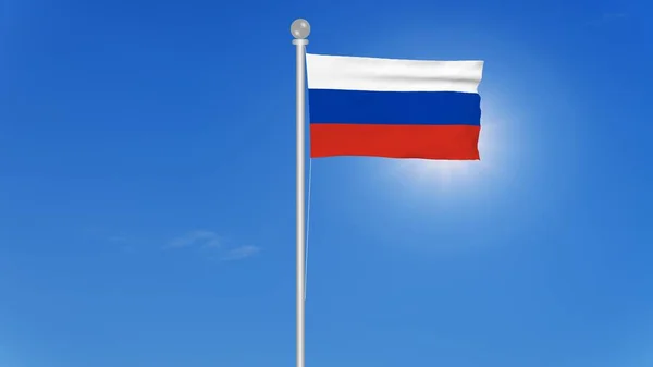 Die Russische Flagge Weht Vor Blauem Himmel Kunstwerke Russland Flagge — Stockfoto