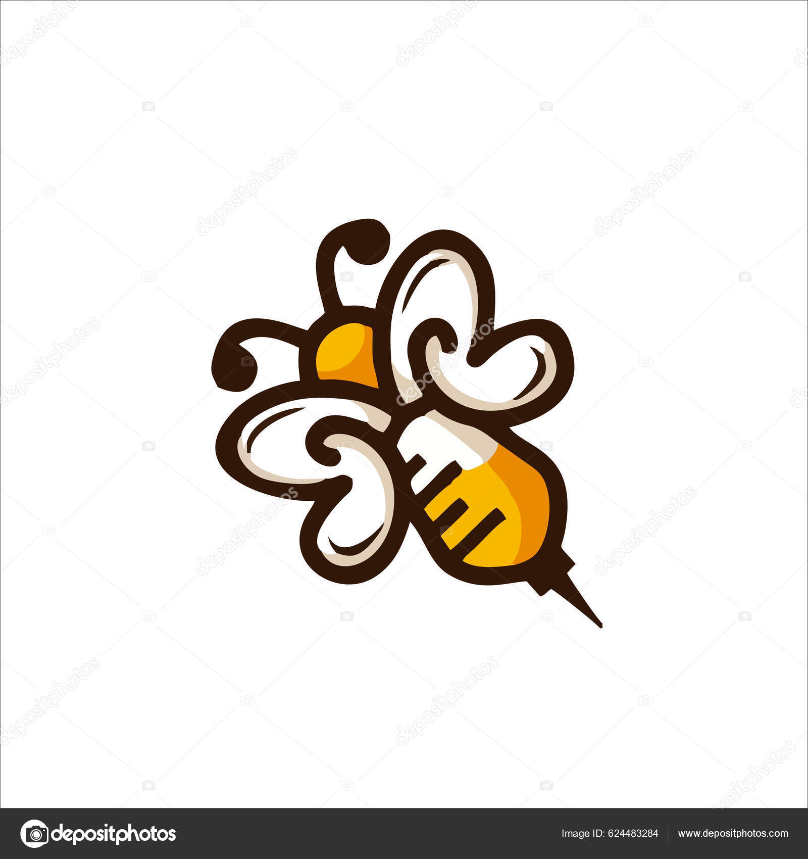Desenho de abelha feliz desenhado à mão doodle de abelha bonito para  imprimir logotipo de decoração de design da web