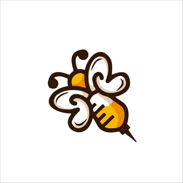Print Syringe Bee Logo Design Your Identity Brand — Stock Vector