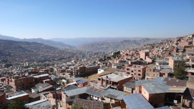 La Paz Bolivia City View 'de bir sürü ev var. Yüksek kalite fotoğraf