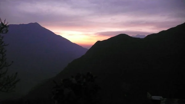 Beautiful sunset mountain silhouette in andes Bolivia Peru. High quality photo