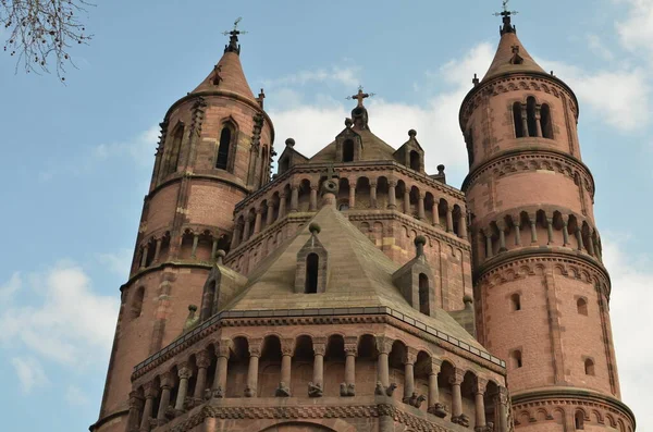 Cathédrale Worms Allemagne Tours Gothiques Vieux Foto Haute Qualité Images De Stock Libres De Droits
