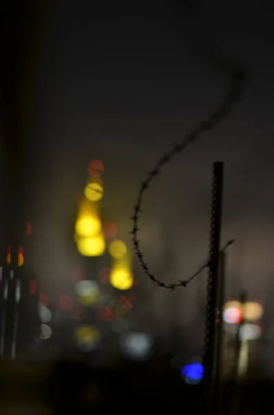 Frankfurt Bei Nacht Erleuchtete Die Langzeitbelichtung Hochwertiges Foto — Stockfoto