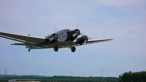 Junkers Airplane Silver Propeller Sternmotor Daqui Foto Alta Calidad —  Fotos de Stock