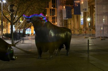 Bull Bulle Boerse Frankfurt Light Boya Geceleri. Yüksek kalite fotoğraf