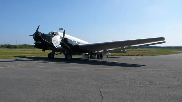 Junkers Airplane Silver Propeller Sternmotor Daqui Фотографія Високої Якості — стокове фото