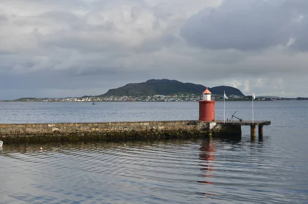 stock image small norwegian lighthouse harbour views scandinavia beauty flat water. High quality photo