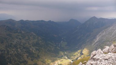 Hindelanger Klettersteig Dağcılık Kaya Bavyera tırmanmak. Yüksek kalite fotoğraf